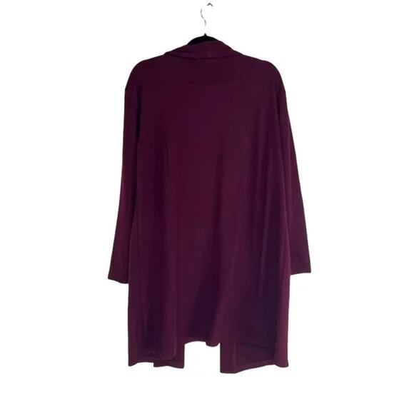 Melloday Open Cardigan Sweater Extra Small Wine NWT Slash Pockets Tunic Length - Picture 4 of 7